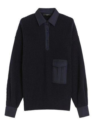 Max Mara Vanda ribbed pocket sweater - Blauw