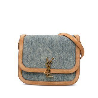 Saint Laurent Denim Schoudertas Met Ysl Logo