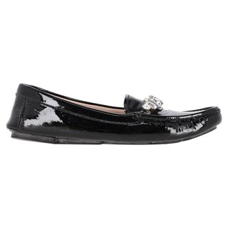 Miu Miu Miu Miu Loafers met Crystal Detail in Zwart Patentleer