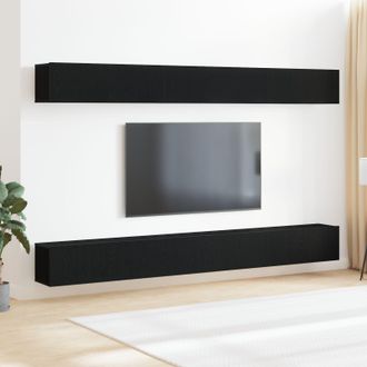 Berkfield Home 6 Piece TV Cabinet Set Black Oak Engineered Wood
