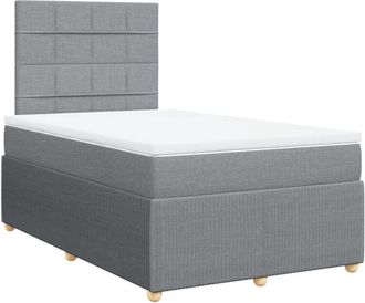 vidaXL Cama Box Spring Con Colch&oacute;n Tela Gris Claro 120x190 Cm Vidaxl