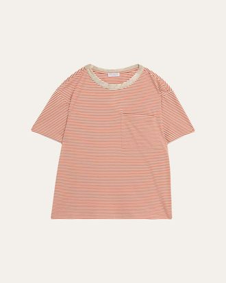 Brunello Cucinelli Metallic Monili-Collar Striped Jersey T-Shirt