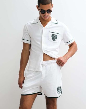 Polo Ralph Lauren Wimbledon Capsule - Pantaloncini in spugna bianchi con logo con stemma in coordinato-Bianco