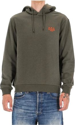 A.P.C. Groene Sweater Rue Madame Paris Geborduurd - Heren - Hoodies - Groen - L - Katoen - Hoodies & sweatvesten