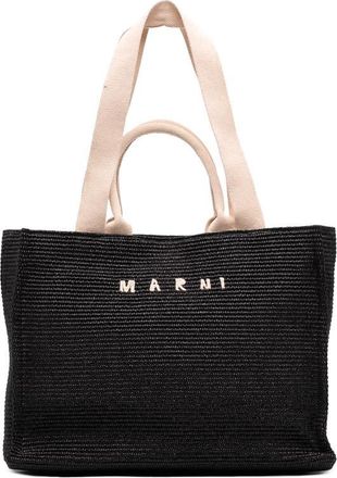 Marni Pre-owned Marni Raffia Effect Nylon Embroidered Logo North West Shopping Tote Ladies SEFCOGL07S0NBJ94