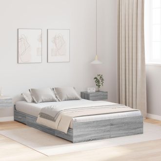 Berkfield Home Storage Bed Frame Grey sonoma 120 x 190 cm Engineered wood