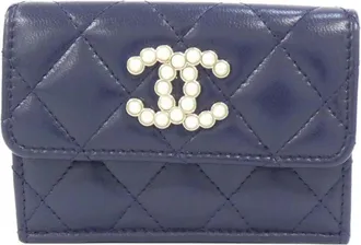 Chanel Navy Leather Wallet (Tri-Fold) (Pre-Owned)