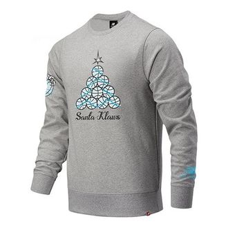 New Balance Round Neck Solid Color Funny Pattern Long Sleeves Gray MT03619-AG