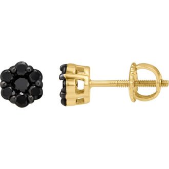 LuvMyJewelry Eclipse 0.5 Cts Black Diamond Cluster Studs 10K Gold Earrings in 10K Yellow Gold at Nordstrom