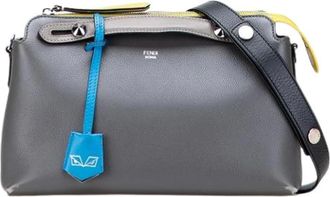Fendi Pre-owned Cross Body Bags, female, Gray, Size: ONE SIZE Pre-owned Leather Cross Body Bag