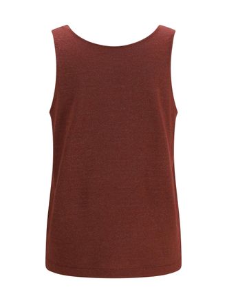 Brunello Cucinelli Womens Luminous Knit Tank Top Red Bean