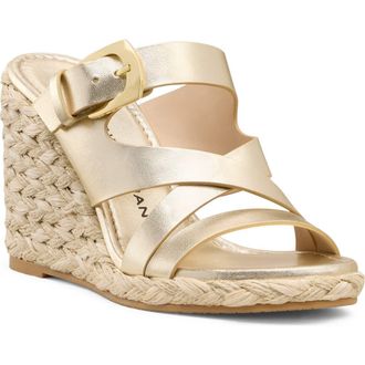 Stuart Weitzman Sai Wedge Sandal in Light Gold at Nordstrom, Size 10.5
