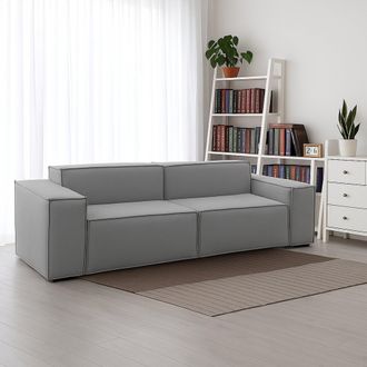 Dmora Dmora - Sof&aacute; Fijo Dlongh, Sof&aacute; Modular Lineal De 2 Plazas, 100% Made In Italy, Sof&aacute; De Sal&oacute;n Moderno En Tela., Cm 220x95h70, Gris
