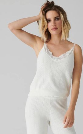 PJ Salvage P. J. Salvage Pointelle Hearts Camisole Lingerie Women White Shelf Bra GBO3303