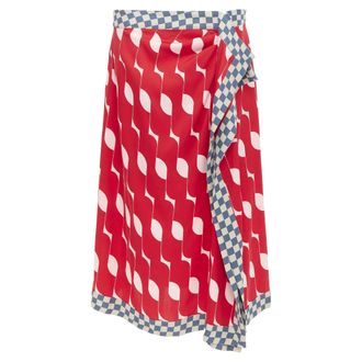 Dries Van Noten silk geometric print wrap skirt