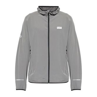 Emporio Armani Light Jackets, male, Gray, Size: XL Lightweight Hooded Jacket