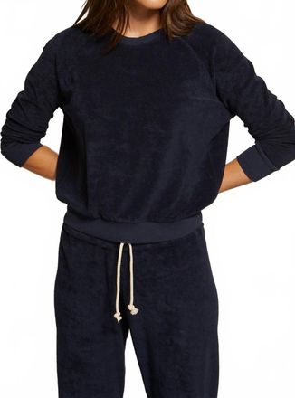 perfectwhitetee Saylor Loop Terry Sweatshirt In Navy