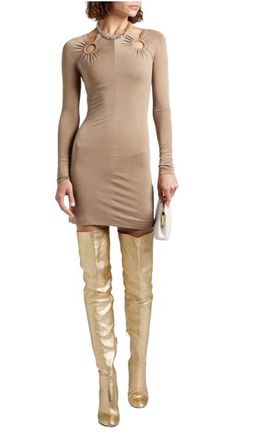 Dion Lee Taupe Cut Out Halterneck Mini Dress Size XXS