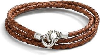 Degs & Sal Braided Wrap Bracelet in Saddle at Nordstrom