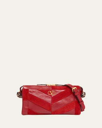 Valentino Garavani Panthea Small Patchwork Chevron Shoulder Bag