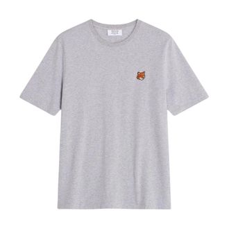 Maison Kitsun&eacute; T-Shirts, male, Gray, Size: 2XL Fox Head Regular Tee-Shirt