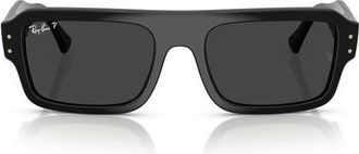 Ray-Ban 56mm Polarized Rectangular Sunglasses in Black at Nordstrom