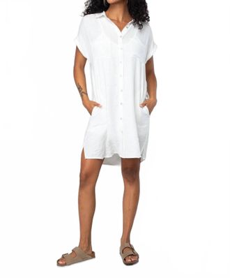 Lovestitch Short Dolman Sleeve Mini Shirt Dress In White