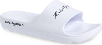 Karl Lagerfeld Signature Slide Sandal in White at Nordstrom Rack, Size 12