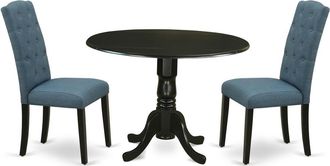 East West Furniture Dining Room Set Black, DLCE3-BLK-21