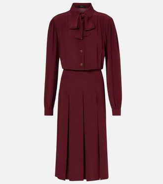 Gucci Pleated silk cr&ecirc;pe de chine midi dress