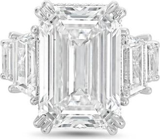 Diana M. Jewels Platinum Lab grown 10ct Emerald Cut Diamond hidden halo fashion ring