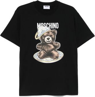 Moschino Zwart Crew Neck T-shirt - Dames - T-shirts - Zwart - S - Tops