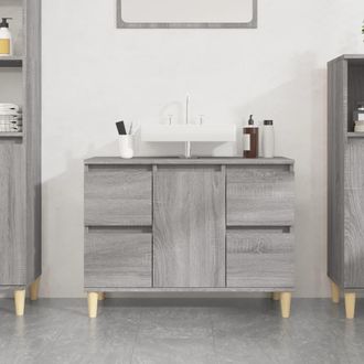 vidaXL Armario De Lavabo Madera Contrachapada Gris Sonoma 80x33x60 Cm Vidaxl
