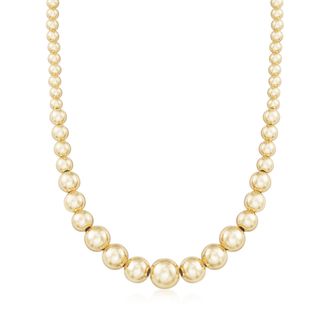 Ross-Simons Italian 6-14mm 18kt Gold Over Sterling Silver Bead Graduated Necklace