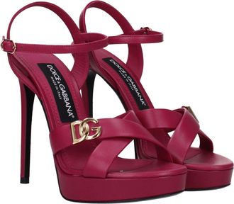 Dolce & Gabbana Womens Pink Leather Platform Sandals