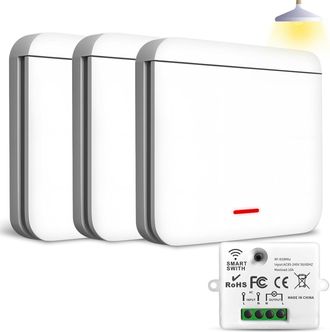 OEM Interruptor Inal&aacute;mbrico De 433 Mhz - Interruptor Bidireccional Inal&aacute;mbrico De 2200 W/10 A Con Receptor (kit De 3 Interruptores + 1 Receptor) - Control