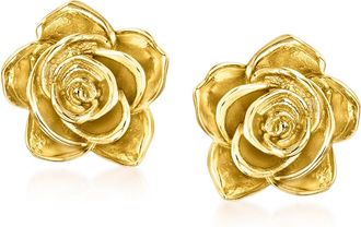 RS Pure by Ross-Simons Italian 14kt Yellow Gold Rose Earrings