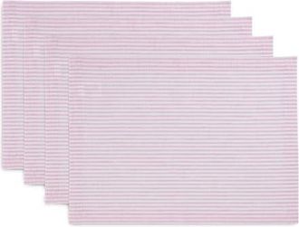 Solino Home Linen Placemats Set of 4, 14 x 19 Inch for Dining Table, Holiday and Everyday Table Decor - Narrow Stripe in Pink And White at Nordstrom
