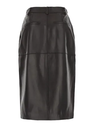 P.A.R.O.S.H. Womens Lamb Leather Skirt - Brown