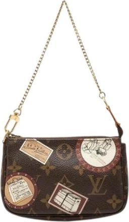 Louis Vuitton Pre-owned Mini Pochette - Dames - Vintage Mini Tas - Bruin - ONE Size - Leer - Vintage