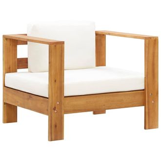vidaXL Vidaxl - Silla De Jard&iacute;n Con Coj&iacute;n Madera Maciza De Acacia Color Crema
