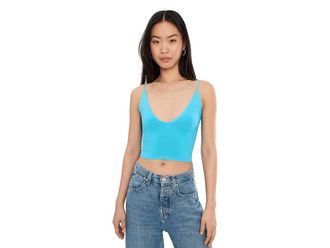 Free People Round Two Skinny Strap Womens Clothing Tropical Blue : L-XL (US Womens 14-16), Elastane/Nylon