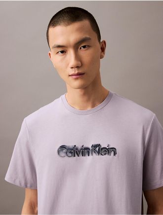 Calvin Klein Jeans Calvin Klein Mens Airbrush Logo Graphic Relaxed T-Shirt - Purple - XL