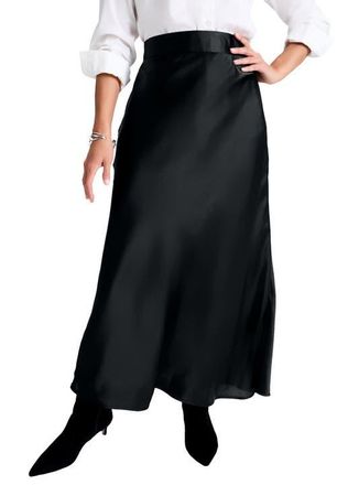 Jessica London Satin Maxi Skirt in Black at Nordstrom, Size 14