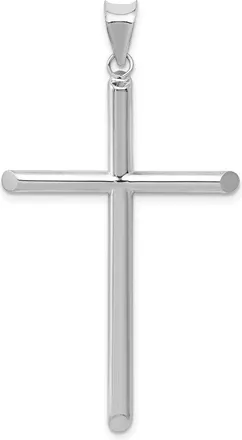 Diamond2Deal 14k White Gold Polished Hollow Cross Pendant