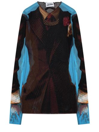 Jean Paul Gaultier Blue Tennis Suit Layered Print Blouse