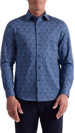 Bugatchi Jimmy OoohCotton Grid Button-Up Shirt in Cobalt at Nordstrom Rack, Size Xx-Large