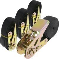 OEM Juego De 4 Correas De Amarre Con Trinquete, 2,5 M X 25 Mm, Capacidad De 800 Kg, Color Negro - Crezuo