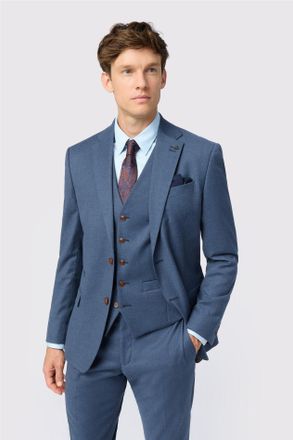 Antique Rogue Mens Single Breasted Two Button Slim Fit Suit Jacket - Blue/Dark Grey - Size 48 (Chest)