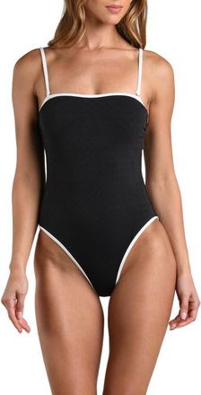 L'agence Tory Fine Line One-Piece Swimsuit in Black at Nordstrom, Size X-Large